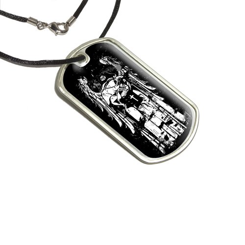 Fallen Angel - Unholy Skeleton Grim Reaper Military Dog Tag Black Cord Key Chains Graphics and More d2657_C