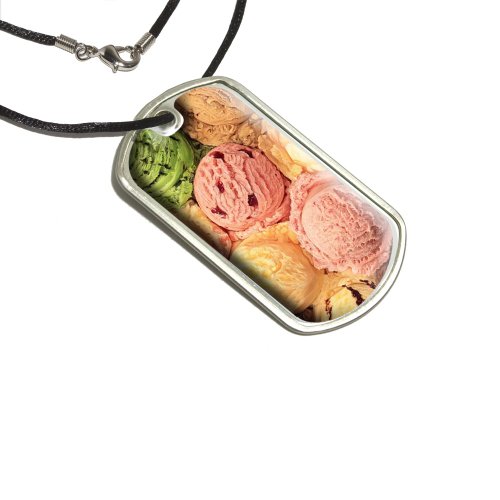 Ice Cream Scoops Military Dog Tag Black Cord Key Chains Graphics and More d2190_C