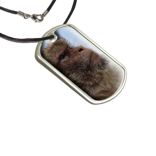 Barbary Macaque Ape - Monkey Military Dog Tag Black Cord Key Chains Graphics and More d2421_C