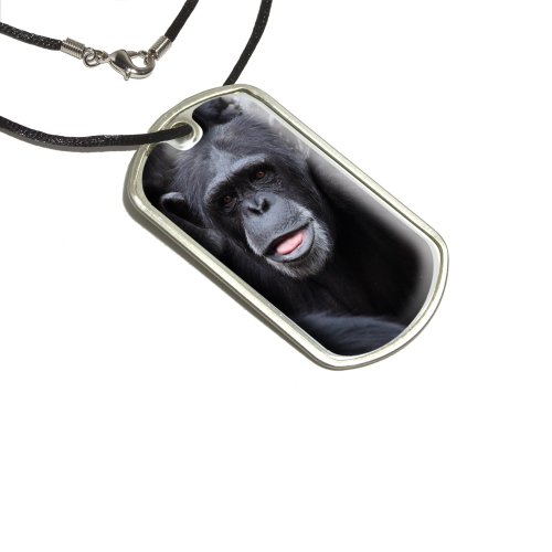 Chimpanzee Chimp - Ape Monkey Military Dog Tag Black Cord Key Chains Graphics and More d2451_C