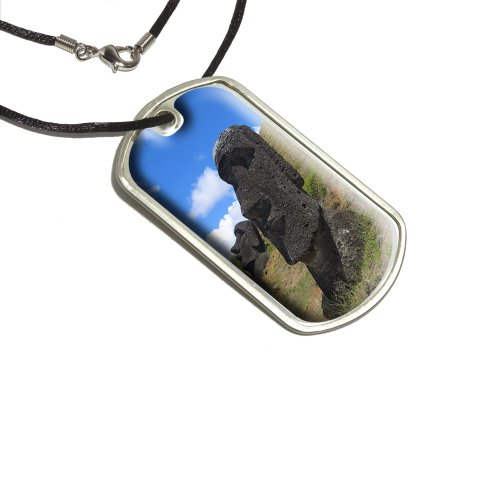 Easter Island Statues Military Dog Tag Black Cord Key Chains Graphics and More d2476_C