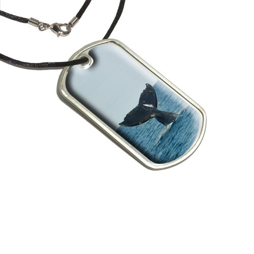Humpback Tail - Ocean Whale Watching Military Dog Tag Black Cord Key Chains Graphics and More d2507_C