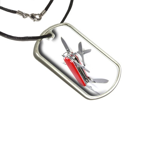 Multi-Function Knife Screwdriver Military Dog Tag Black Cord Key Chains Graphics and More d2549_C