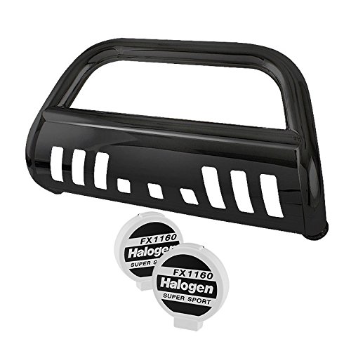 Carpart4u Dodge Ram 02-05 1500 - 3 Inch Black Powder Coated Bull Bar With 4x4 5 Inch Fog Lights With White Cover Bumper Guards Spyder Auto DR-A02G0803-BK+FL-CH-27003-E