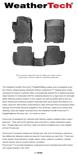 2012 - 2014 Honda Civic - WeatherTech - FloorLiner - Front & Rear Custom Fit WeatherTech 44373-1-2