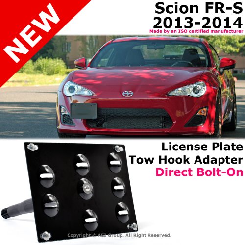 Scion FRS 13-14 Bumper Tow Hook Mount Adaptor License Plate Bracket Black Frames Advan-Emotion 1-LPB-SCFR12-BK