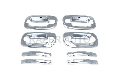 Razer Auto 2000-2006 Chevy Chevrolet Suburban/Tahoe /1999-2006 Chevy Silverado /2002-2006 Chevy Avalanche/2000-2006 GMC Yukon /1999-2006 GMC Sierra Door Handle Covers 4Dr W/Passenger Key Hole Body Razer Auto RZWDH-0092