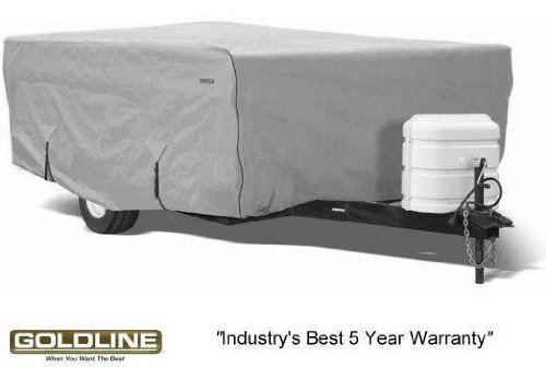 Goldline Premium Long Life RV Cover For Folding Pop Up Camper, Cover fits 8' - 10' Length - Grey RV & Trailer Covers Goldline GLRVPU0810GA