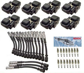 SW21 98-07 8 Ignition Coil & 16 Cable Wires & 16 Spark Plug Set Mercedes Benz Series 98 99 00 01 02 03 04 05 06 07 Coils MotorKing SW21