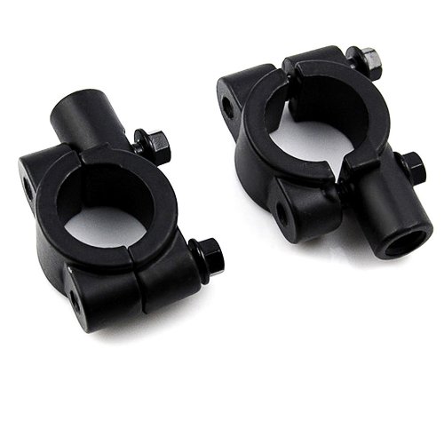 2x JDM Style Black Aluminum Mirror Mount Holder Clamp Adaptor Motorcycle 7/8 Handle Bar 10mm Mirrors Anzio M24-001-AZO-1