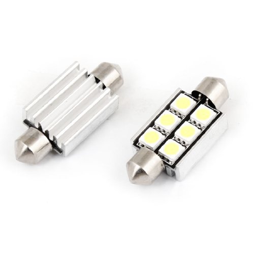 2 Pcs 39mm 5050 SMD 6 White LED Festoon Error Free Canbus Lamp for Car Bulbs Amico a13091000ux0308