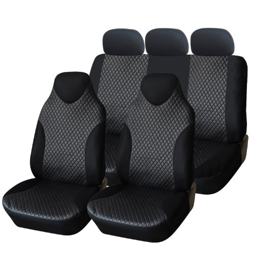 Adeco Black 7-Piece Luxury Leatherette Car Vehicle Seat Cover Set - Universal Fit, Car Interior Decoration Accessories ADECO CV0190-1