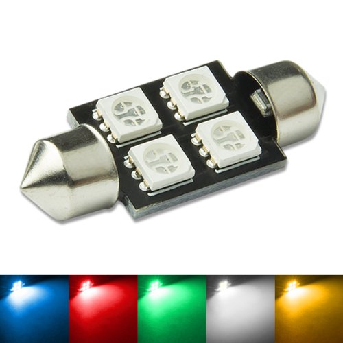 Auto Dynasty 11MM X 36MM 4-SMD 5050 Festoon Red LED Light Bulb Brake Lights Auto Dynasty AD-LED-11X36-4SMD-5050-1S-RD
