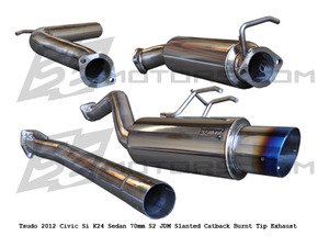 Tsudo 12 + Civic Si K24 Sedan S2 JDM Slanted Burnt Tip Catback Exhaust Cat-Back Systems Tsudo Performance 20-9379-A