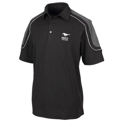 Genuine Ford Men's Mustang 50 Years 50th Anniversary Color Block Polo Shirt - Black- Size Extra Large Decals Ford 1022206-XL