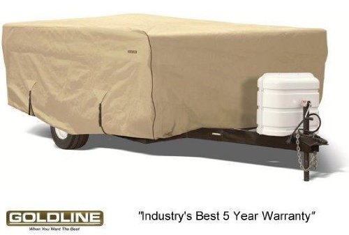Goldline Premium Long Life RV Cover For Folding Pop Up Camper, Cover fits 20' - 22' Length - Tan RV & Trailer Covers Goldline GLRVPU2022TA