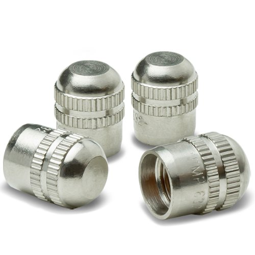 Auto Dynasty Bullet Style Brass Alloy Polished Silver Chrome Tire Vavle Stem Caps Pack of 4 Valve Stems & Caps Auto Dynasty AD-VCAP-RT-162-SL