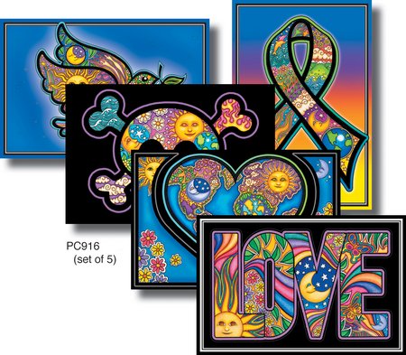 5 x Ultimate Dan Morris Newest CELESTIAL Colorful Designs, Collectible Mailable Frame-able Postcard Pack - 4x 6 Inches - 5 x POST CARDS Bumper Stickers Dan Morris PC916