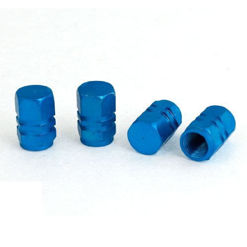 8 x Hexagon Design Tyre Tire Valve Stems Caps Covers Cyan Blue for Car Seals Amico a13110800ux0098