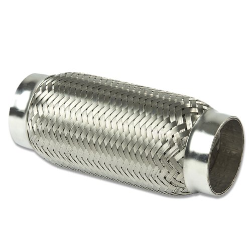 Auto Dynasty 2.625 Inlet Stainless Steel Double Braided 5.25 Flex Pipe Connector 7.25 Long Pipes Auto Dynasty AD-FXP-2625-525-725