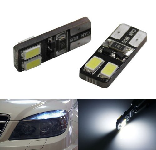 iJDMTOY (2) Xenon White 4-SMD High Power Error Free 2825 W5W T10 LED Bulbs For Parking Position Lights or License Plate Lights Lighting iJDMTOY SKU27-White