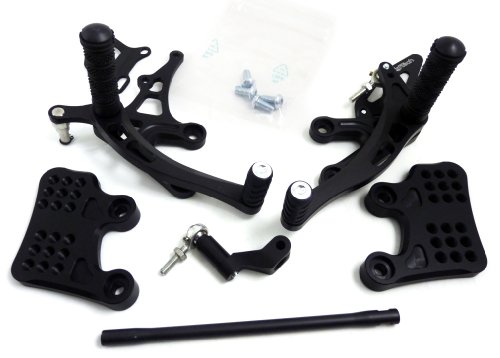LighTech FTR02CBR104 Black Anodized Adjustable Rearset with Fixed Foot Pegs Rearsets Lightech FTR02CBR104