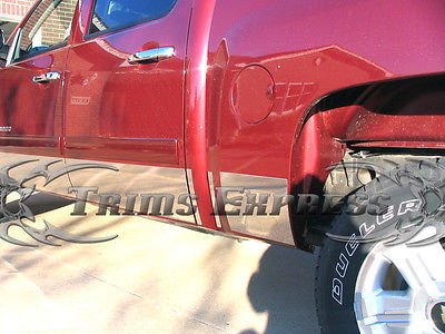 Chrome Effect R2019 2007-2013 Chevy Silverado Crew Cab 6.8' Short Bed 9'' 14Pc Rocker Panel Trim Doors Chrome Effect R2019