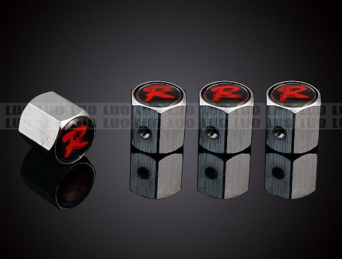 4 Pcs Chrome Car parts Auto Logo Stainless Airtight Wheel Tire Valve Caps Stem Air Fit For H Type R Red Valve Stems & Caps LUO LUOO-CAX13-11-B044