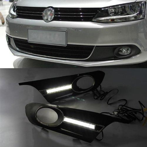 Two Stage Daytime LED Light DRL with Fog Cover for Volkswagen Jetta Sagitar 2012 Bulbs GOOACC JDRL029
