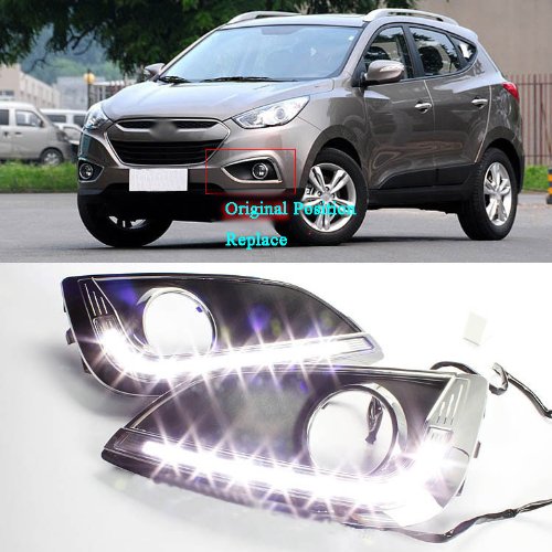 High Power L Angel Eye LED Daytime Driving Lights for Hyundai Tucson ix35 2009-2012 Bulbs GOOACC Tools892