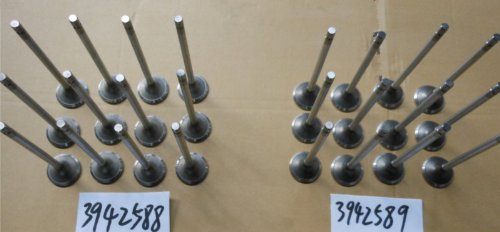 Valve intake and exhaust set 3942589(12PCS)/3942588(12PCS) Cummins diesel engine parts(OEM) L8.9L 6LTAA Intake Valves Cummins 3942589/3942588