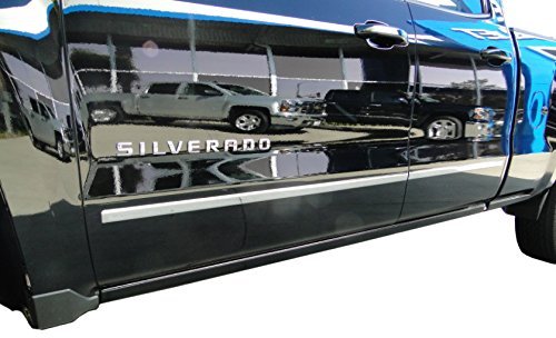 2014-2015 Silverado Double Cab Chrome Body Side Moldings (Without Factory Molding) Side Upgrade Your Auto bsm-453
