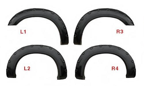 Fits 11-14 Ford Super Duty Pocket-Riveted Style Black Fender Flares 4pcs Set Fender Flares APS FF-YF018B