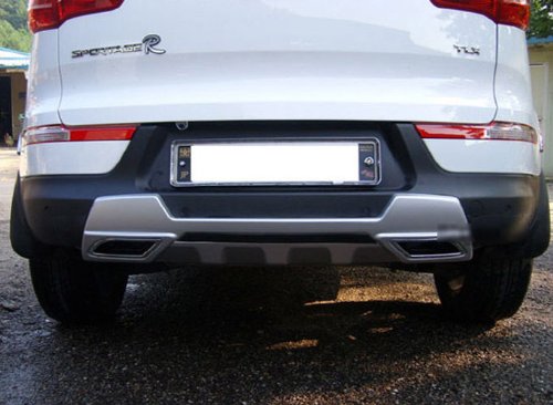 SamWon Auto Rear Tuning Dual Diffuser Bumper Pad 1-pc Set For 2011 2012 2013 2014 Kia Sportage Headlight Bulbs Sportage 11 12 13 14 S-13