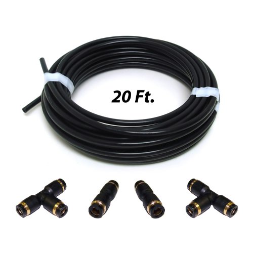 20 Feet Air Ride Suspension Air Line Hose, 2 Straight & 2 Tee Union Connectors Air Suspension Kits Suncore AF-20-KIT