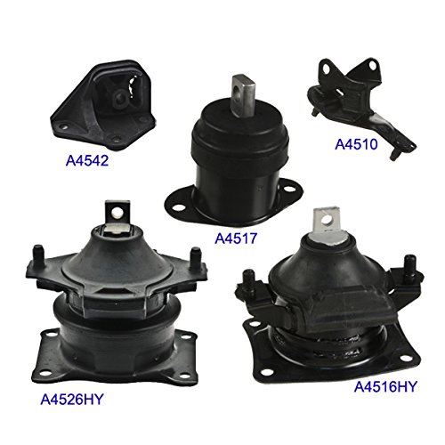 2003-2007 Honda Accord 2.4L Engine Motor & Trans. Mount Set 5PCS for Auto Trans. A4526HY A4517 A4516HY A4510 A4542 Engine Mounts DEA Products A4526HY, A4517, A4516HY, A4510, A4542