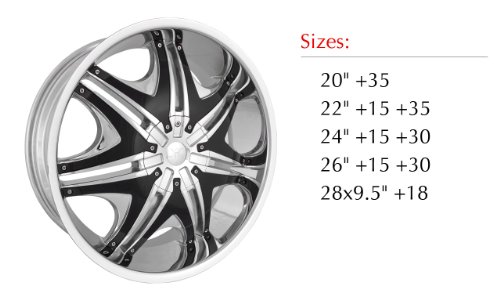 Sik 004 20x8.5 Chrome Wheel with Black Inserts 6x139.7 Bolt Pattern / +25mm Offset / 108.1mm Hub Bore Car SIK SIK004C-2858325