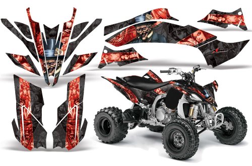 2009-2013 Yamaha YFZ450R & YFZ450X AMRRACING ATV Graphics Decal Kit-MadHatter-Red-Black Decals AMR Racing 1411-130101-1311
