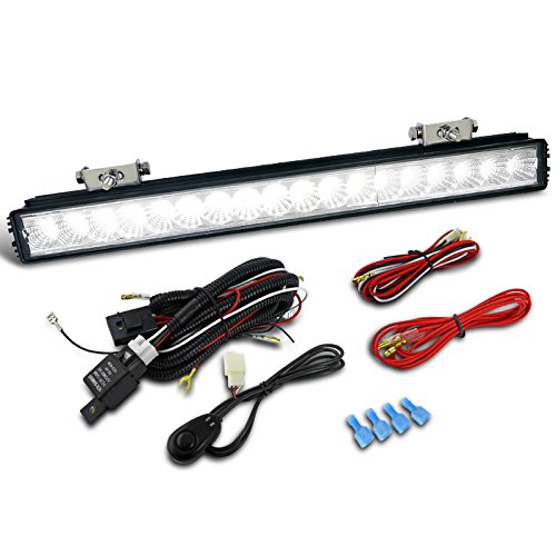 1PC 21 18-LED Slim Flood Beam Work Fog Light Bar+Wiring Jeep SUV RV Bulbs Spec-D Tuning LF-5618LGX1