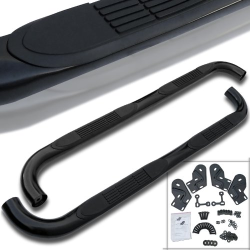 Ford F250/350/450/550HD Super Cab Black 3 Running Board Side Step Bars Running Boards Spec-D Tuning SSB3-F25099SCBK-WB