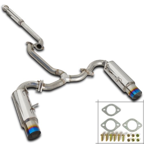 4 Dual Outlet tips Subaru BRZ FRS 4 Exhaust Muffler w/Silencer Cat-Back Systems Spec-D Tuning MFCAT2-FRS12