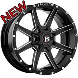 Ballistic 956 Razorback 20x9.0 Gloss Black Wheel with Milled Windows 5x135mm 5x139.7mm Bolt Pattern / 0mm Offset / 87mm Hub Bore Car Ballistic 956290051+00GBX