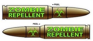 Zombie Repellent Rifle Bullets Green - AK-47 AR-15 - Set of 2 - Window Bumper Locker Stickers Decals StickyChimp SC-Batch-D-2009