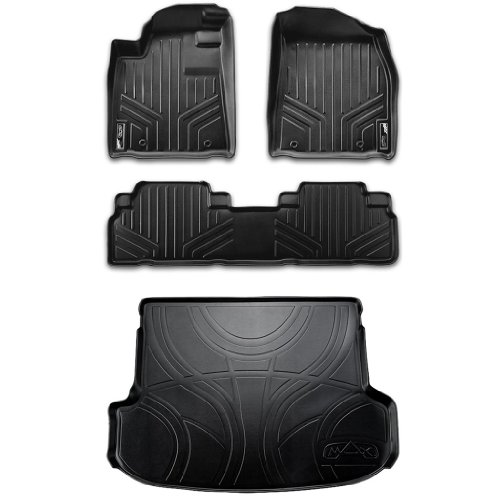 Maxliner MAXFLOORMAT Complete Set Custom Fit All Weather Floor Mats For Select Nissan Rogue Models - (Black) Custom Fit MAXLINER A0151/B0151/D0151