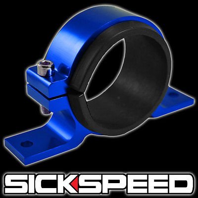 Blue Fuel Filter Bracket Mount Clamp Fits Bosch 044 Pump Billet Aluminum Air Intake Sickspeed BLU FF BRACKET