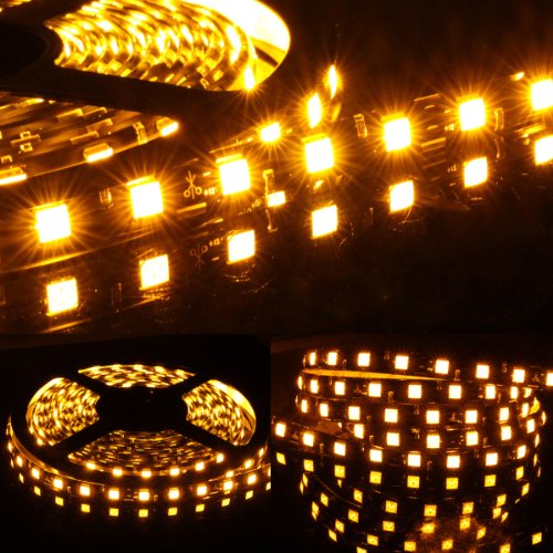 5m 16 ft Roll 5050 SMD LED 300 LEDs Waterproof Flexible Light Strip - Amber Lighting Optix LSA-50300-Y