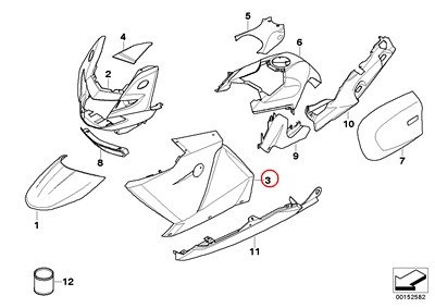 BMW Genuine Motorcycle Fairing Center Front Right Body Part Magnesium-Beige Met K1300GT Floor Boards BMW BMW7719192