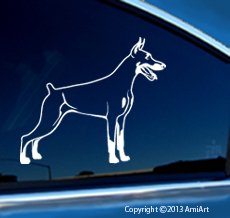 DOBERMAN Decal- facing RIGHT- Size 5.5 x 4.8 inch VINYL Doberman Pinscher window decal sticker for car truck window wall laptop trailer etc. Bumper Stickers, Decals & Magnets AmiArt DOBERMAN PINSCHER-VD-2