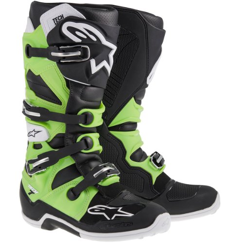 Alpinestars Tech 7 Black/Green MX Boots - Size 12 Boots Alpinestars AS-34101154