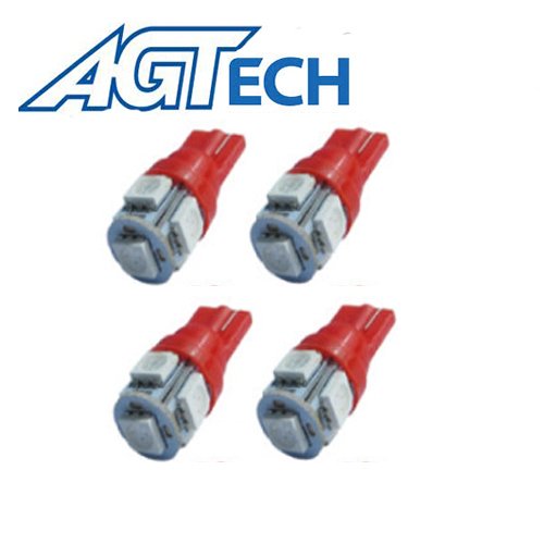 AGTech 4x 194 168 2825 T10 5-SMD Red LED Car Lights Bulb Bulbs AGTech AG-5050-5R-4PIECE